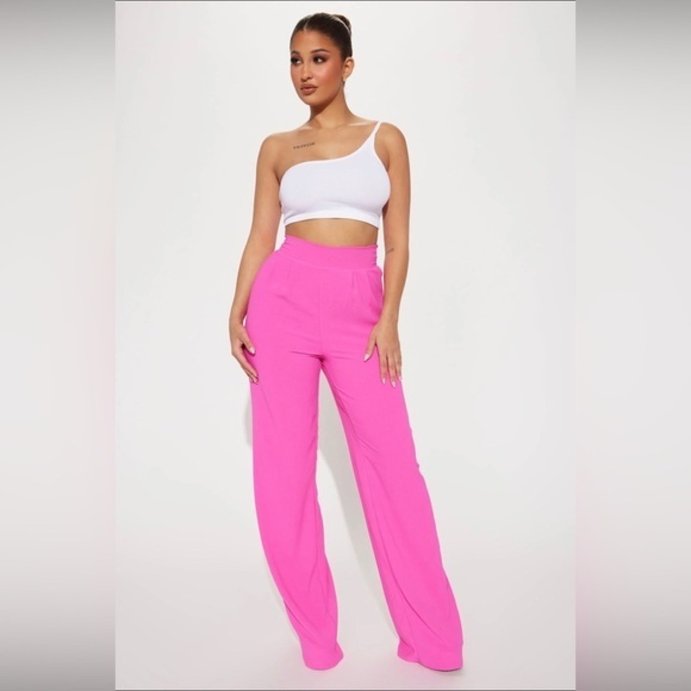 Fashion Nova Hot Pink Wide Leg Textured Pants Size 2x